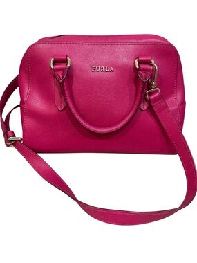 Furla Hot Pink Saffiano Leather Crossbody Satchel